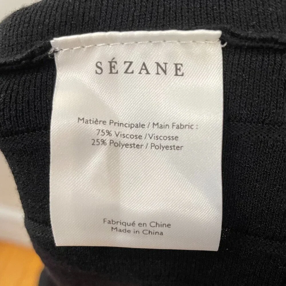 EUC Sezane Flavie V-Back Midi Sweater Dress Black Small